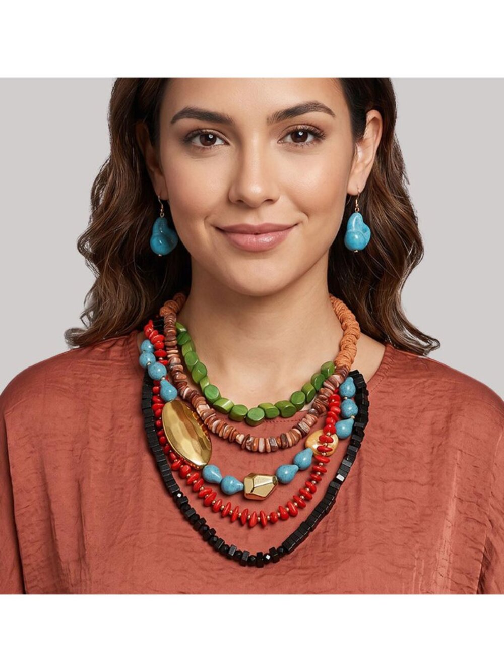 Tigerstars Boho Multi Color Beaded Layered Statement Necklace